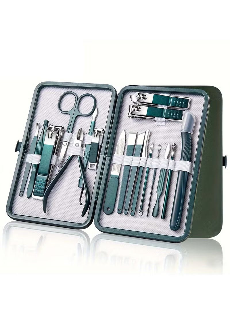 ATRJSZ Professional 7/10/12/18 Piece Nail Care Kit Stainless Steel Manicure & Pedicure Set Nail Clipper Set with Travel Case  - Image 1