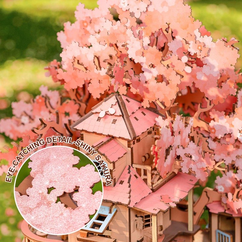 Rolife 3D Puzzles for Adults, Cherry Blossom Bonsai Tree Plants, Japanese Sakura Tree House Flowers Building Set for Adults for Table Toys & Home Decor, Creative Birthday Gift for Girls&Boys (535 PCS) - Image 5