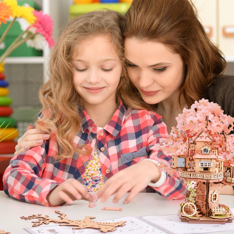 Rolife 3D Puzzles for Adults, Cherry Blossom Bonsai Tree Plants, Japanese Sakura Tree House Flowers Building Set for Adults for Table Toys & Home Decor, Creative Birthday Gift for Girls&Boys (535 PCS) - Image 4