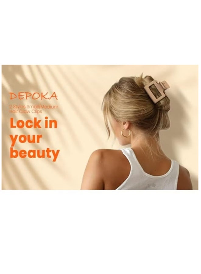 واي جيه دبابيس شعر غير لامعة للنساء والفتيات - مشابك مخلب صغيرة مستطيلة ومزدوجة الصف للشعر الناعم / متوسط النعومة - مشابك غير قابلة للانزلاق مشمش ، كاكي ، بني ، أسود 6 قطع - Image 5