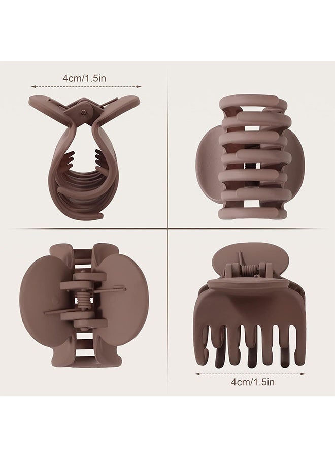 واي جيه دبابيس شعر غير لامعة للنساء والفتيات - مشابك مخلب صغيرة مستطيلة ومزدوجة الصف للشعر الناعم / متوسط النعومة - مشابك غير قابلة للانزلاق مشمش ، كاكي ، بني ، أسود 6 قطع - Image 3