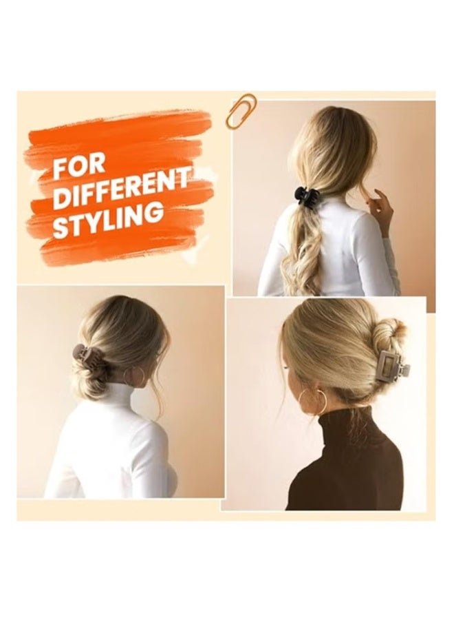 واي جيه دبابيس شعر غير لامعة للنساء والفتيات - مشابك مخلب صغيرة مستطيلة ومزدوجة الصف للشعر الناعم / متوسط النعومة - مشابك غير قابلة للانزلاق مشمش ، كاكي ، بني ، أسود 6 قطع - Image 4
