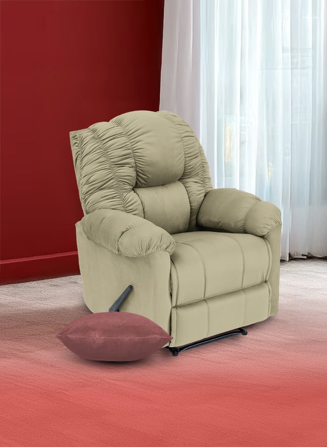 باك كومفرت طقم المزاج المريح | كرسي استرخاء مخملي عاجي غامق + كوشن زهري 45x45 سم - Image 4