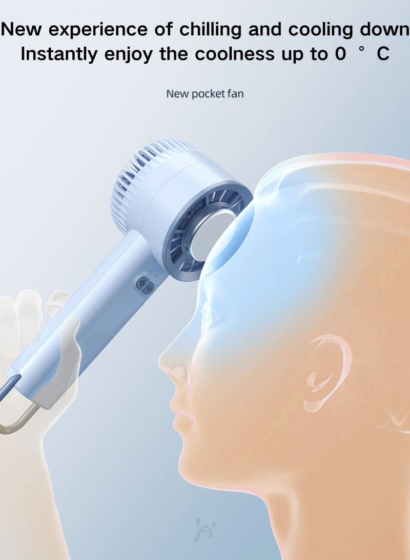 LOOPITYS Battery powered portable mini fan, personal portable cooling fan, portable charging semiconductor desktop mini fan - blue - Image 1