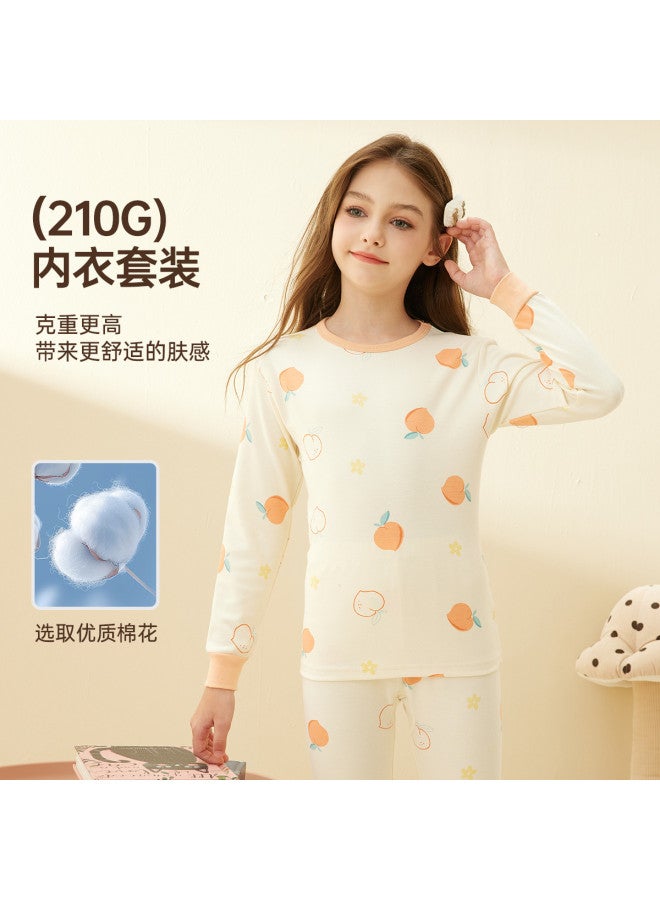 ASK JUNIOR A Antibacterial Children's Pajamas Girls Thermal Underwear Children's Underwear Set Pure Cotton Homewear - Image 4