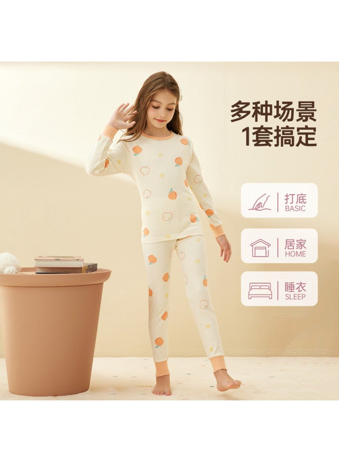 ASK JUNIOR A Antibacterial Children's Pajamas Girls Thermal Underwear Children's Underwear Set Pure Cotton Homewear - Image 5