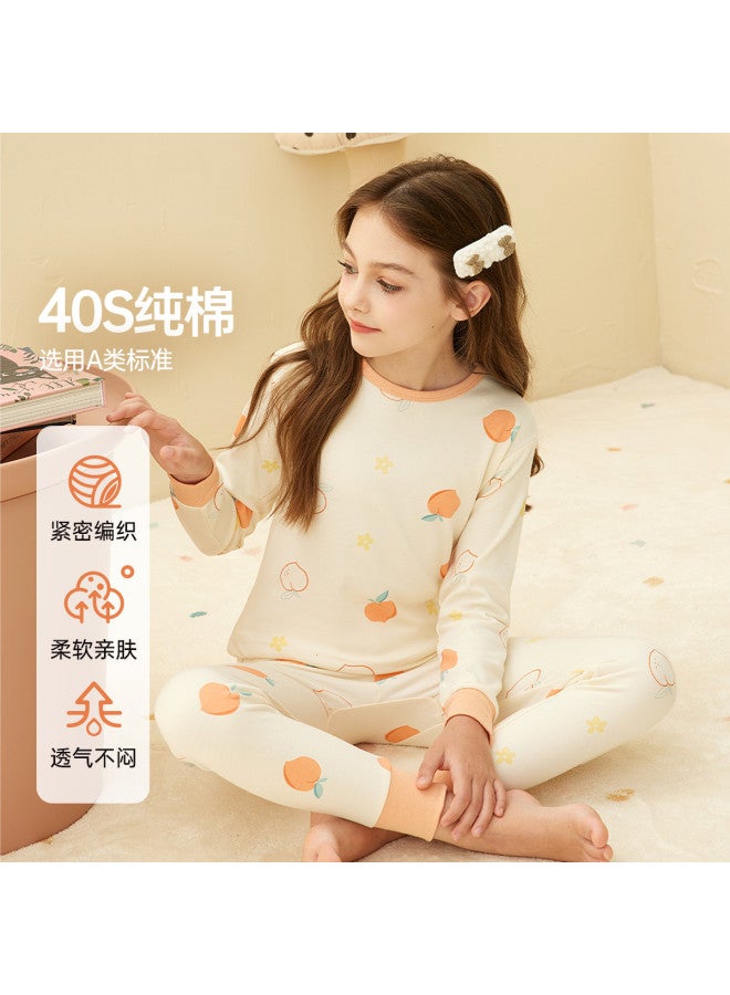 ASK JUNIOR A Antibacterial Children's Pajamas Girls Thermal Underwear Children's Underwear Set Pure Cotton Homewear - Image 2
