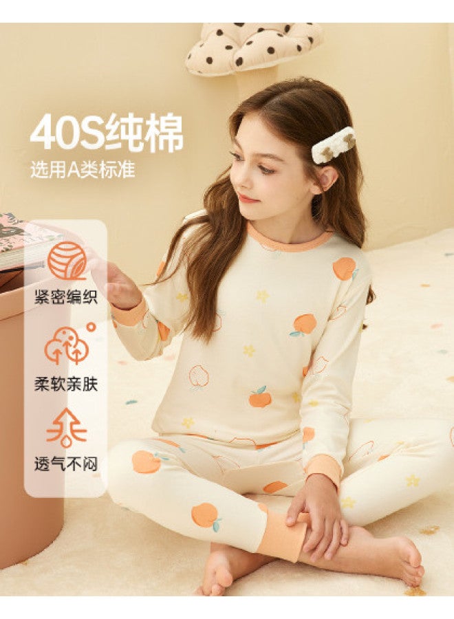 ASK JUNIOR A Antibacterial Children's Pajamas Girls Thermal Underwear Children's Underwear Set Pure Cotton Homewear - Image 1
