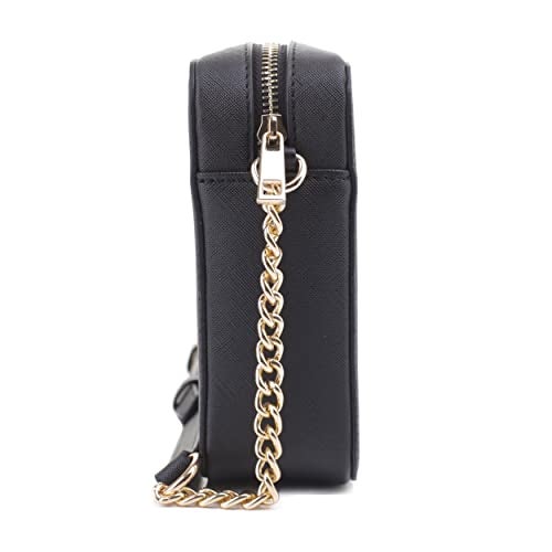 EVVE Women's Saffiano Crossbody Camera Bag Designer Shoulder Purse with Chain and Leather Strap|BK - Image 3
