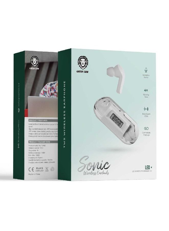 GREEN LION Sonic Wireless Earbuds White - Image 2