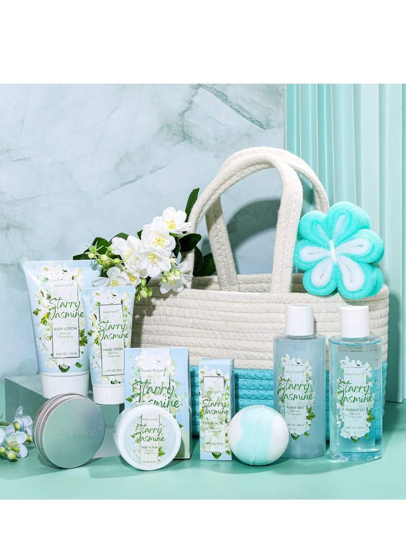 BODY & EARTH 8 Pcs Bath Set with Jasmine Scented, Includes Bubble Bath, Shower Gel, Milk Lotion & Butter, Hand Soap and More, Bath Gifts Set for Women  - Image 2