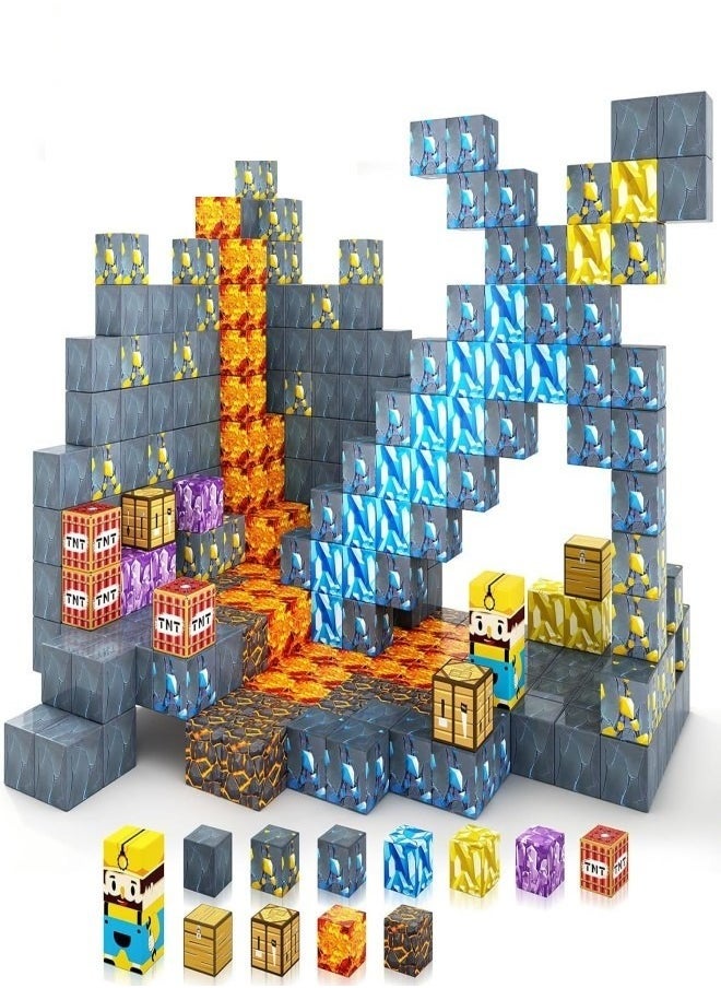 Zeemey Magnetic Blocks-Build Mine Magnet World Sword Edition Mine Sword Caverns Magnet Classroom Must Haves Toddler Toys for Boys & Girls Age 3-4 4-5 6-8, Sensory Montessori Toys for Kids for 3+  - Image 1