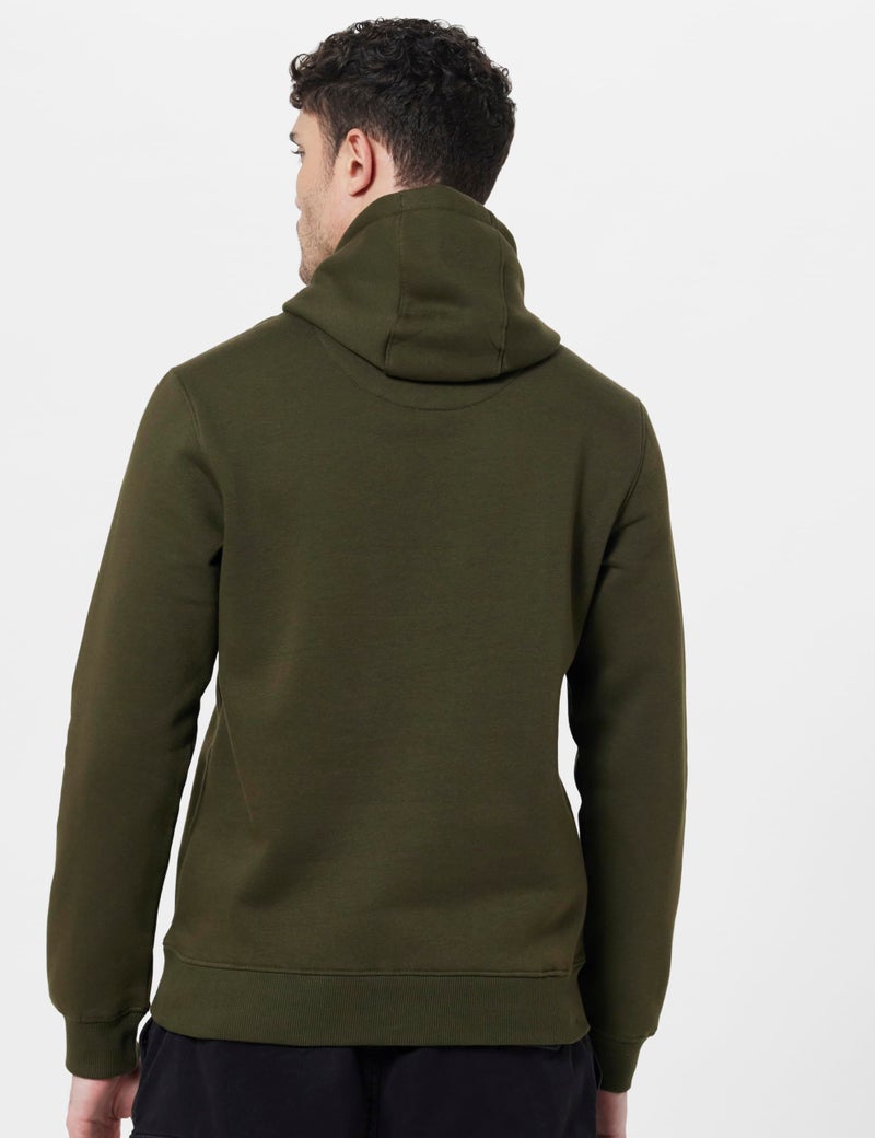 Wildcraft Men Sierra Solid Cotton Blend Hooded Casual Sweatshirt, Full Sleeve - Regular fit, Olive Green, Extra Large - Image 3
