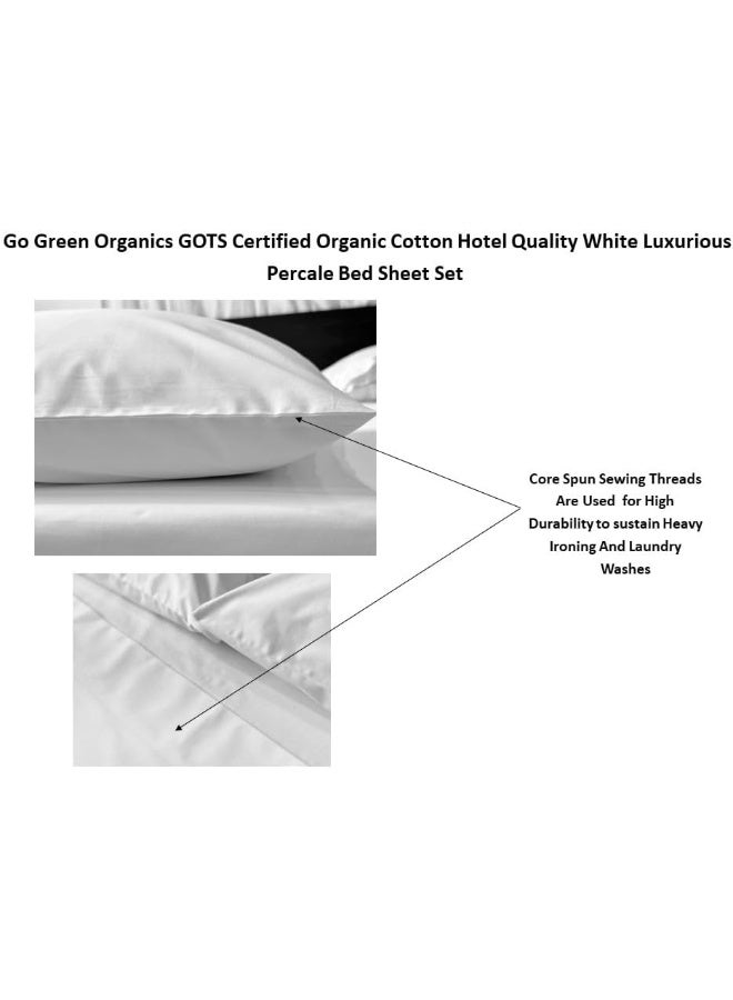 GO GREEN ORGANICS Organic Cotton Crisp Percale Bedding Sheet Set - Luxury Hotel Quality Bed Set - GOTS Certified - White - Deep Pocket - Easy Care - Queen - Image 5