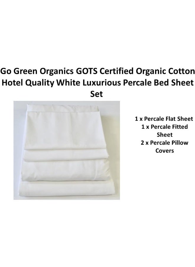 GO GREEN ORGANICS Organic Cotton Crisp Percale Bedding Sheet Set - Luxury Hotel Quality Bed Set - GOTS Certified - White - Deep Pocket - Easy Care - Queen - Image 2