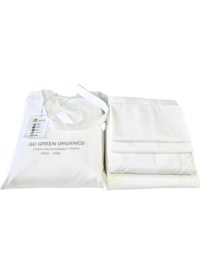 GO GREEN ORGANICS Organic Cotton Crisp Percale Bedding Sheet Set - Luxury Hotel Quality Bed Set - GOTS Certified - White - Deep Pocket - Easy Care - Queen - Image 1