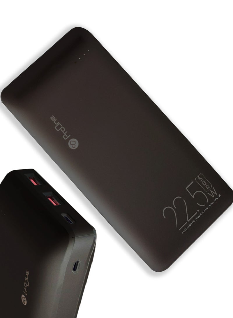 ProOne ProOne 30000mAh Power Bank, 22.5W PD & 18W QC3.0 Fast Charging, USB-C, Micro & Dual USB-A, Portable Charger PowerBank for Phones & Tablets & iPhones 