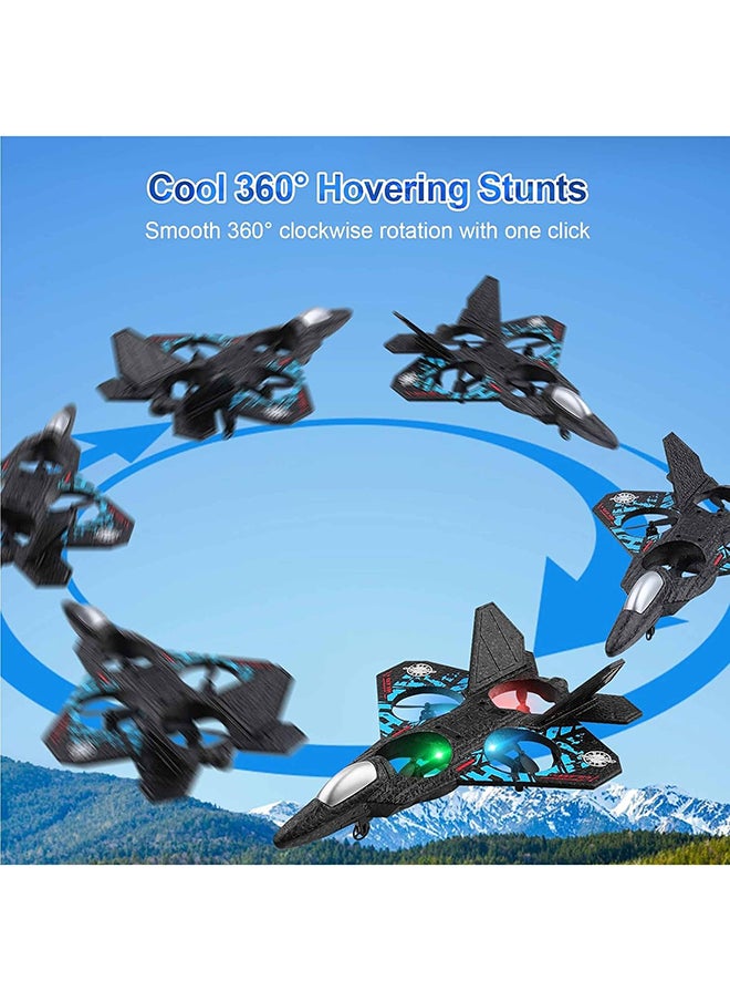 RC Aeroplane 2.4GHz Remote Control Quadcopter Floating Fighter Plane – RTF Airplane Toy With Colored Lights And USB Charging, Ideal For Beginners, Kids, And Adults
