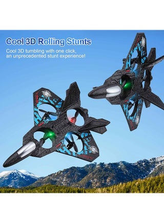 Toyland RC Quadcopter Aeroplane - 2.4GHz L0712 Floating Fighter Plane Toy with LED Lights - Ready-to-Fly (RTF) Drone Jet for Kids & Adults - Black - view 2