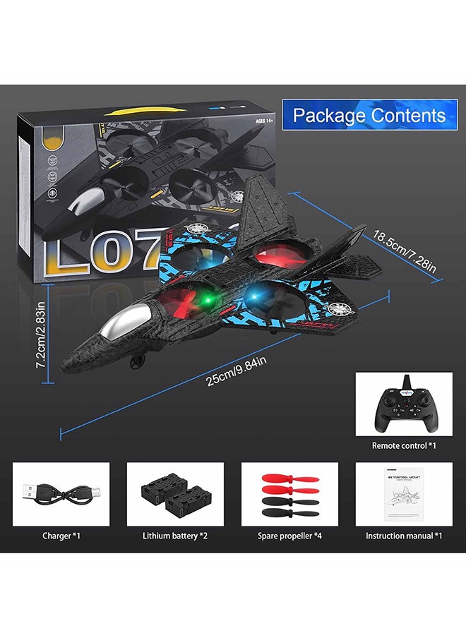 RC Aeroplane 2.4GHz Remote Control Quadcopter Floating Fighter Plane – RTF Airplane Toy With Colored Lights And USB Charging, Ideal For Beginners, Kids, And Adults