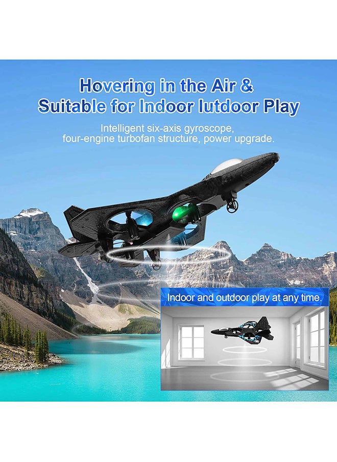 RC Aeroplane 2.4GHz Remote Control Quadcopter Floating Fighter Plane – RTF Airplane Toy With Colored Lights And USB Charging, Ideal For Beginners, Kids, And Adults