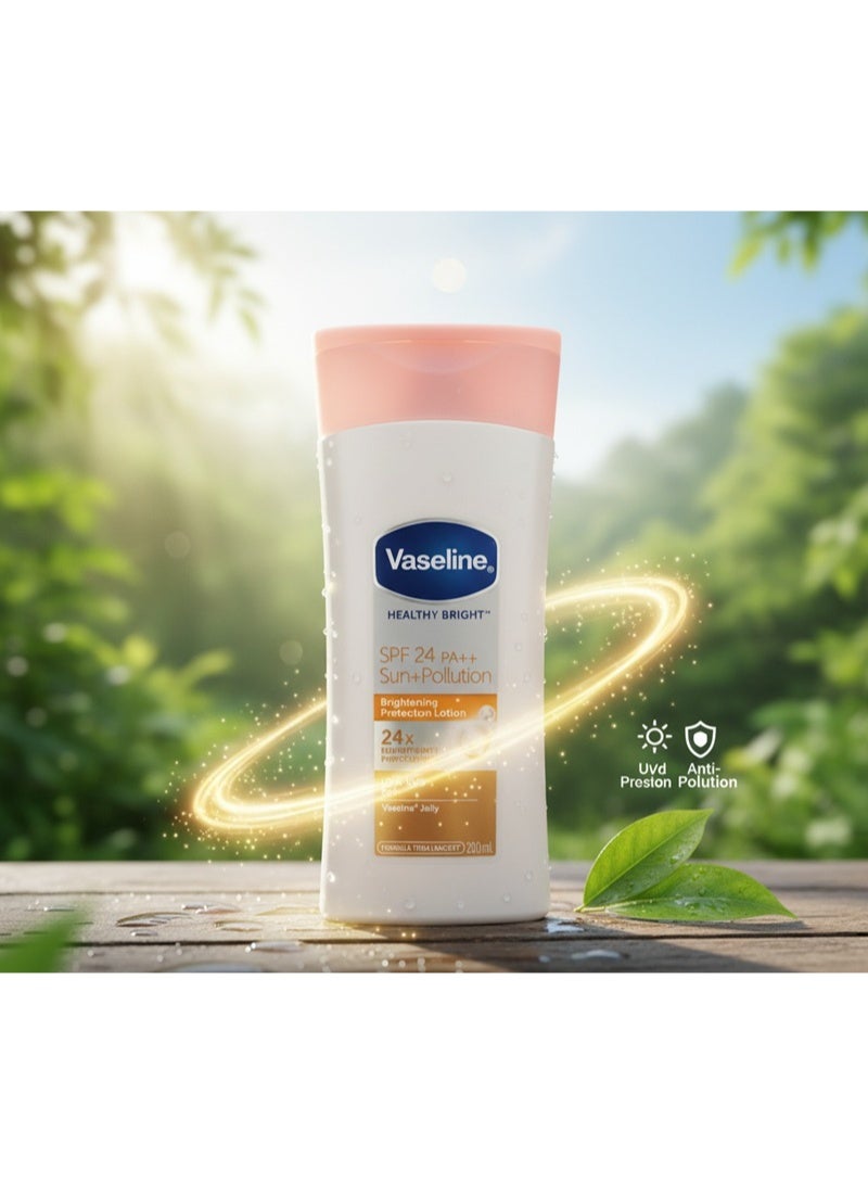 Vaseline Healthy Bright SPF 24 PA++ Sun + Pollution Brightening Protection Lotion 200ml | With Vaseline Jelly | New & Latest Formula | Unisex Body Lotion