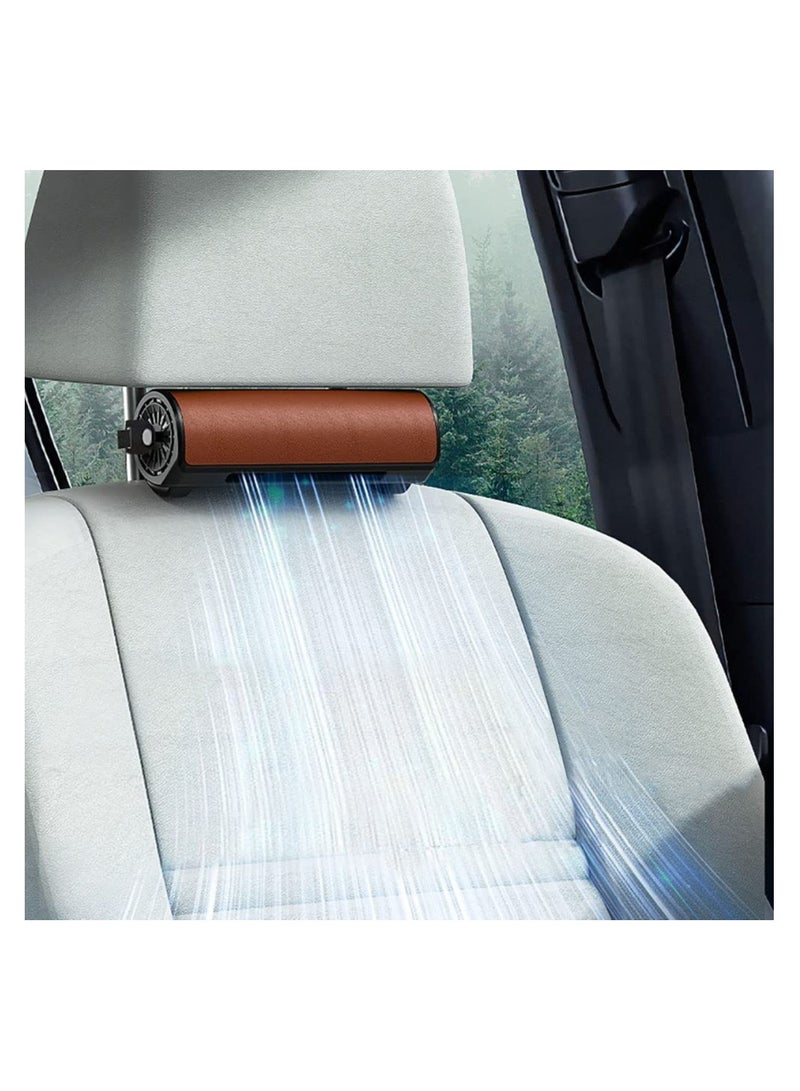 SYOSI Portable Car Seat Fan, for Front Rear Seat Passenger, USB Powered and 3 Speeds Strong Cooling Air Fan Adjustable Strap for SUV, RV, Vehicles, Office Seats (Brown) - Image 1