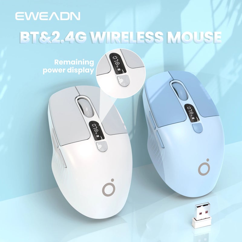 Eweadn Q1 Wireless Silent Mouse Mini Bluetooth Rechargeable Portable with Battery Display for Gaming Office, Purple - Image 3
