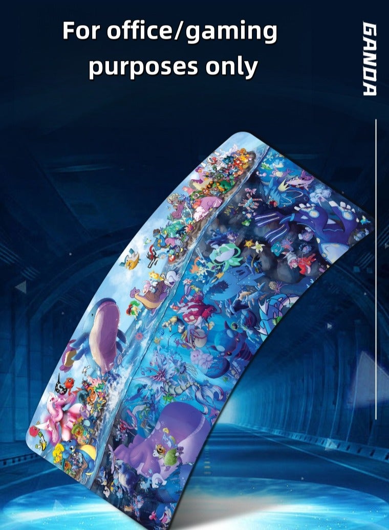 Heyla Extra-large anime cartoon game mouse pad, thickened desk pad with precise locking edge and anti-slip keyboard，15.7×35.4 inch - Image 4
