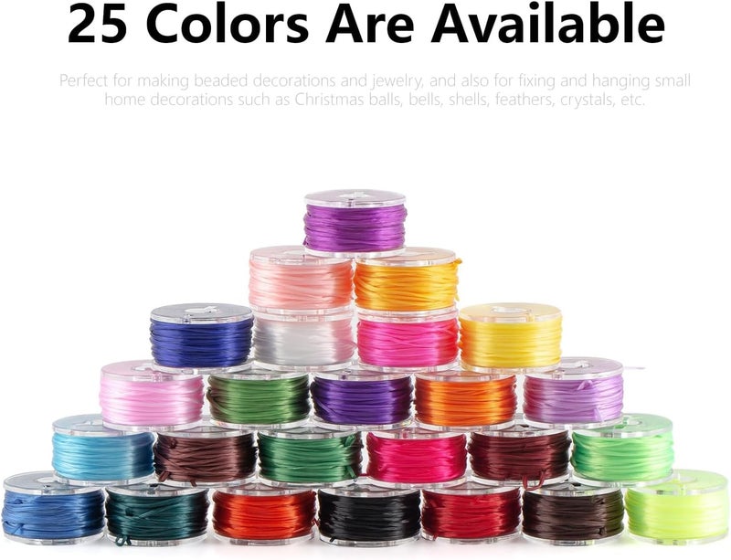 Excefore Elastic String, 25 Colors Elastic Cord Kit for Bracelet Making, 6m Elastic String Elastic Cord Stretchy Bracelet String, for Bracelet Making, Beading, Necklace, and Craft Supplies - Image 4