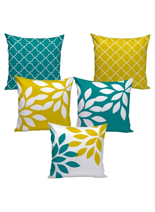 AEROHAVEN Set of 5 Multi Colored Decorative Throw Hand Made Velvet Cushion Covers (16" x 16" OR 40cm x 40cm) - Image 1