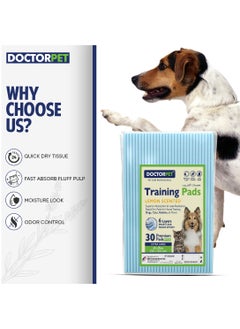 DOCTERPET Doctor Pet Training Pads Lemon 30's (60x90cm) – Extra Large Rapid-Dry Leak-Proof Pads,Scented, 6 Layers Quilted, Superior Absorption, Odor Control, Pet Training for Dogs, Cats, Rabbits  - Image 2