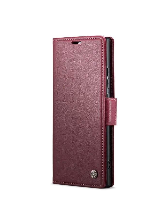 CaseMe Flip Wallet Case For Samsung Galaxy Note 20 Ultra [RFID Blocking] PU Leather Wallet Flip Folio Case with Card Holder Kickstand Shockproof Phone Cover (Red) - Image 2