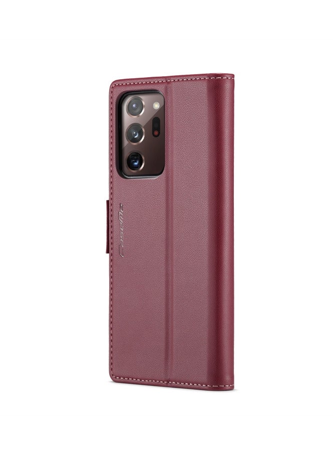 CaseMe Flip Wallet Case For Samsung Galaxy Note 20 Ultra [RFID Blocking] PU Leather Wallet Flip Folio Case with Card Holder Kickstand Shockproof Phone Cover (Red) - Image 3