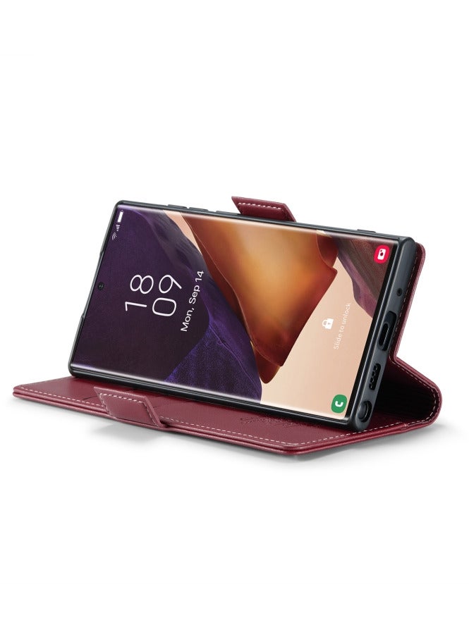 CaseMe Flip Wallet Case For Samsung Galaxy Note 20 Ultra [RFID Blocking] PU Leather Wallet Flip Folio Case with Card Holder Kickstand Shockproof Phone Cover (Red) - Image 5