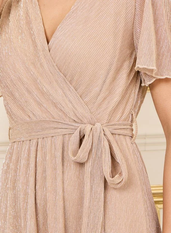 ستايلي Shimmering Faux-Wrap Dress