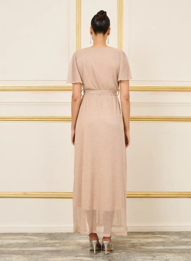 ستايلي Shimmering Faux-Wrap Dress