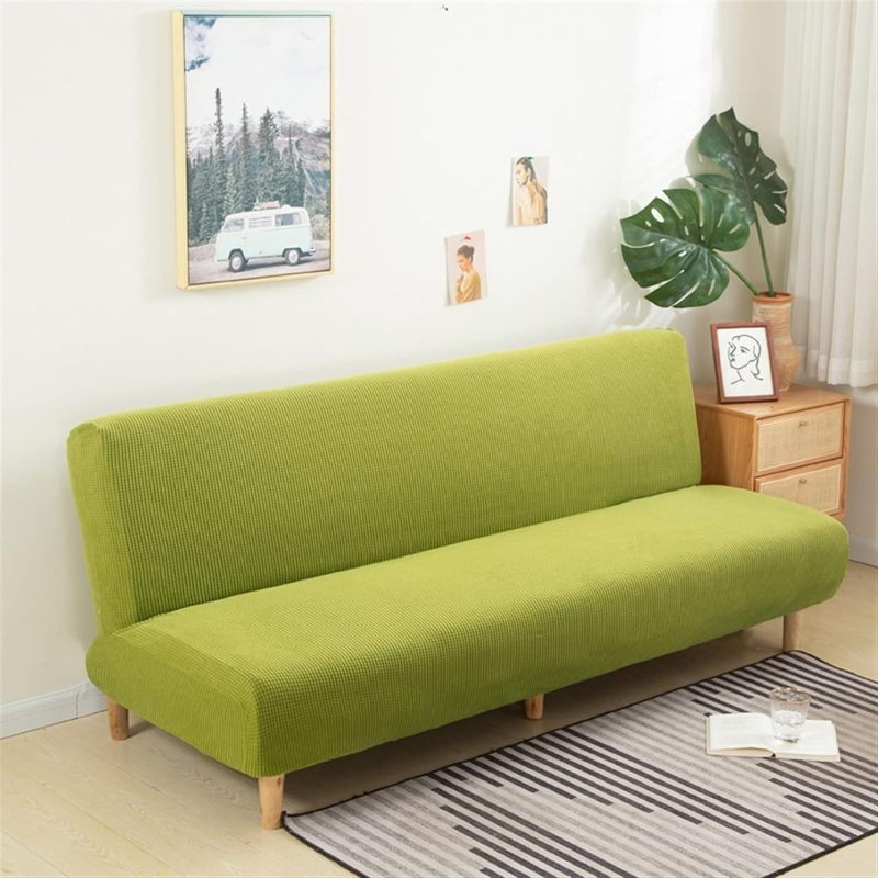 Stretchy Sofa Cover: Blue 120-160cm Pet Hair Resistant - 360° Full Coverage Slipcover for Living Room Families With Pets - Image 2