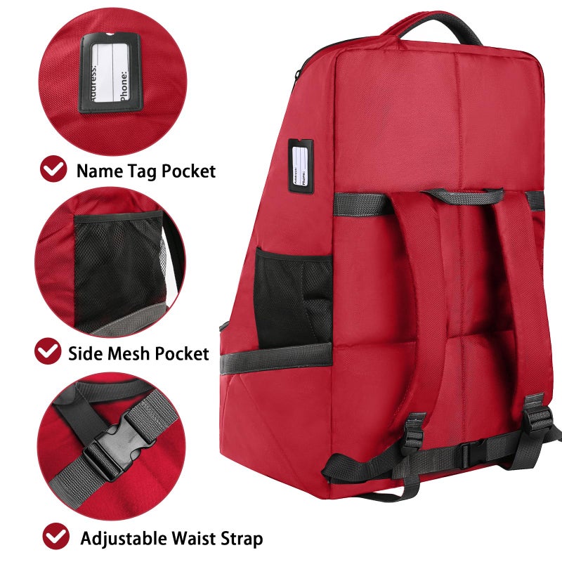 YOREPEK Car Seat Travel Bag, Padded Car Seats Backpack for Air Travel, Heavy Duty Carseat Travel Bag for Airplane, Airport Gate Check Bag (Red) - Image 3
