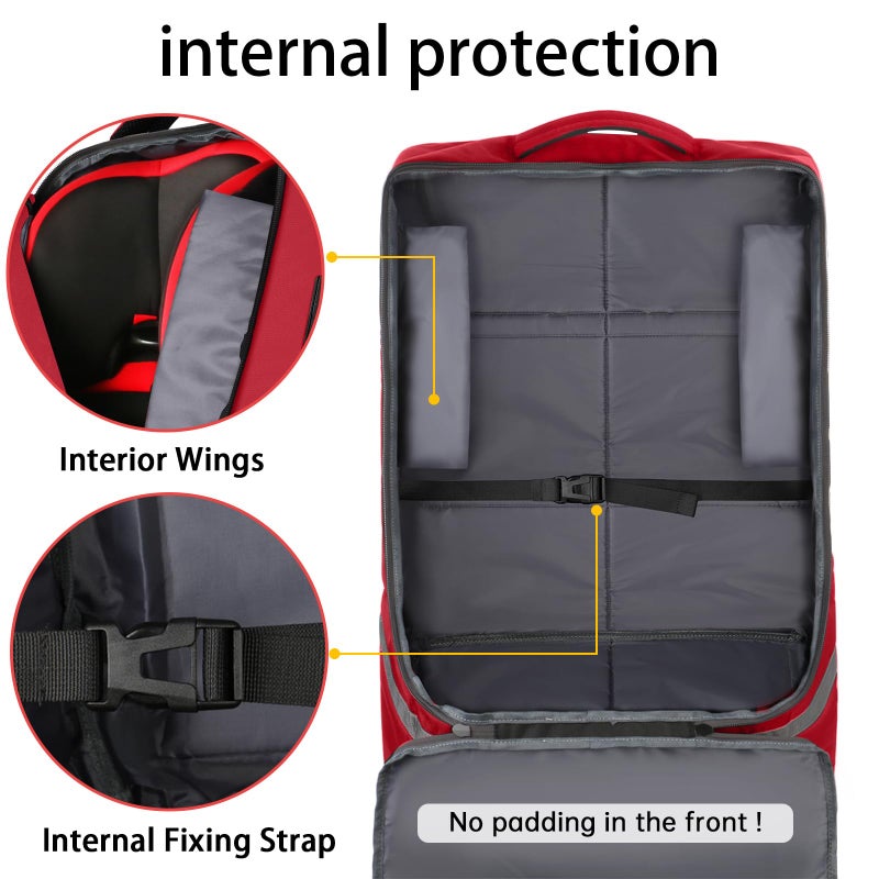 YOREPEK Car Seat Travel Bag, Padded Car Seats Backpack for Air Travel, Heavy Duty Carseat Travel Bag for Airplane, Airport Gate Check Bag (Red) - Image 4