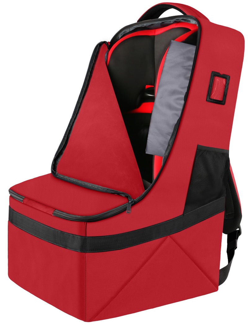 YOREPEK Car Seat Travel Bag, Padded Car Seats Backpack for Air Travel, Heavy Duty Carseat Travel Bag for Airplane, Airport Gate Check Bag (Red) - Image 1