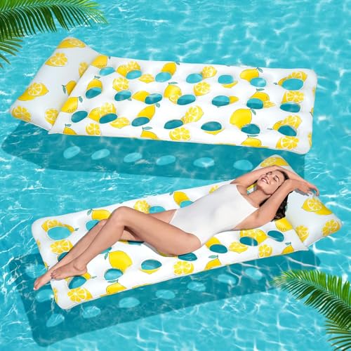 Jukusa Pool Air with Lemon Design – Inflatable Pool Lounger for Adults & Kids, Stylish Lemon Pattern with Cooling Hole, Perfect for Swimming Pool, Beach, and Summer Relaxation (Yellow) - Image 5