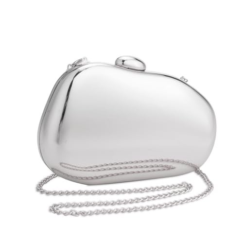 Gets Acrylic Clutch Purses for Women Gold Metallic Purse Silver Unique Handbag for Wedding Party Prom (Silver) - Image 1