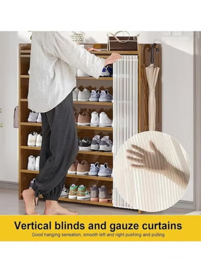 جين فان ل أنا خزانة أحذية، خزانة أحذية من الخيزران، خزانة أحذية مستقلة، خزانة تخزين عصرية ضيقة، مناسبة للممرات وغرف النوم والمداخل. مزودة بستارة غبار - 8 طبقات (بني) - Image 4