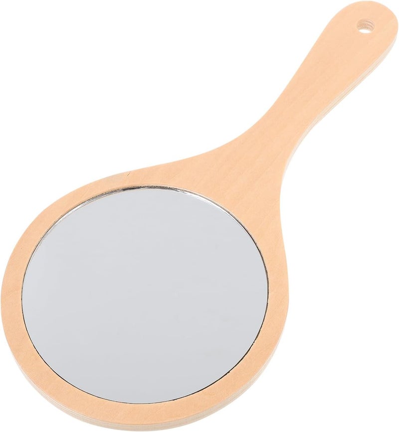 GALPADA Handheld Makeup Mirror Wooden Frame Medium 13.5x28cm Practical Vanity Mirror for Women Salon and Home Use - Image 1