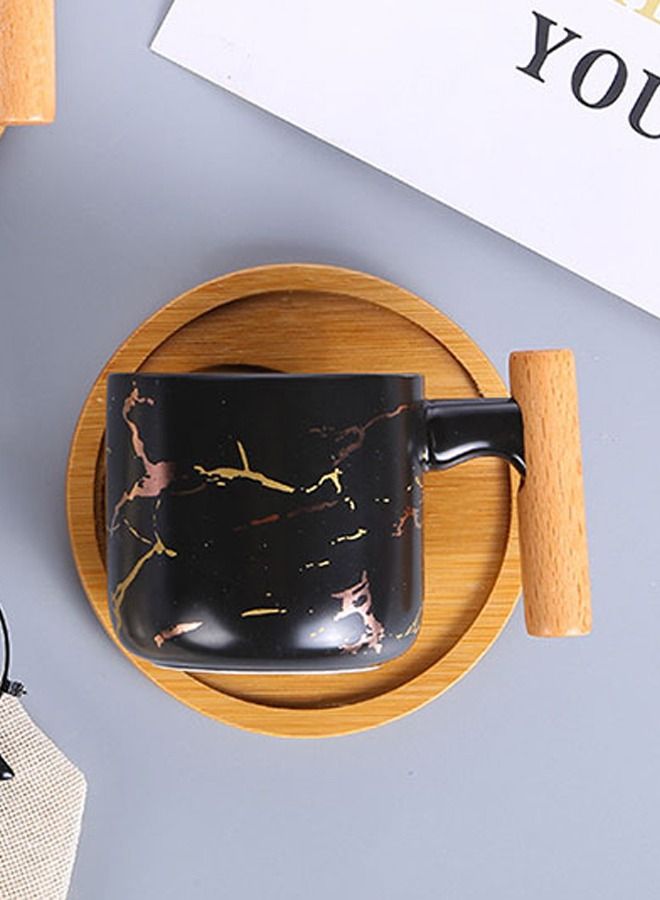 شيانغ يو قطعتان من السيراميك و 180 مل كوب قهوة و شاي مع مقبض الخشب و الصحن - Image 3