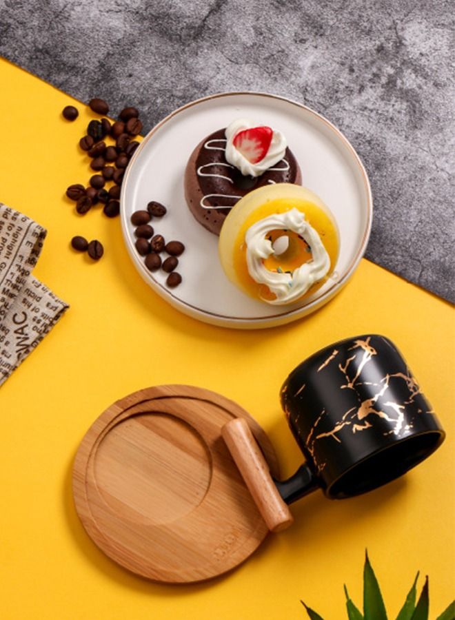 شيانغ يو قطعتان من السيراميك و 180 مل كوب قهوة و شاي مع مقبض الخشب و الصحن - Image 4