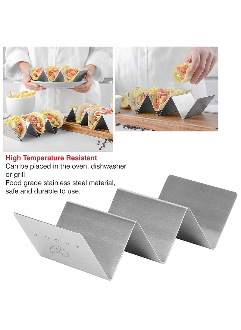 AMOUR Amour Taco Holder Taco Stand Holds up to 3 Tacos Each as Plates Safe for Dishwasher Oven and Grill  - Image 2