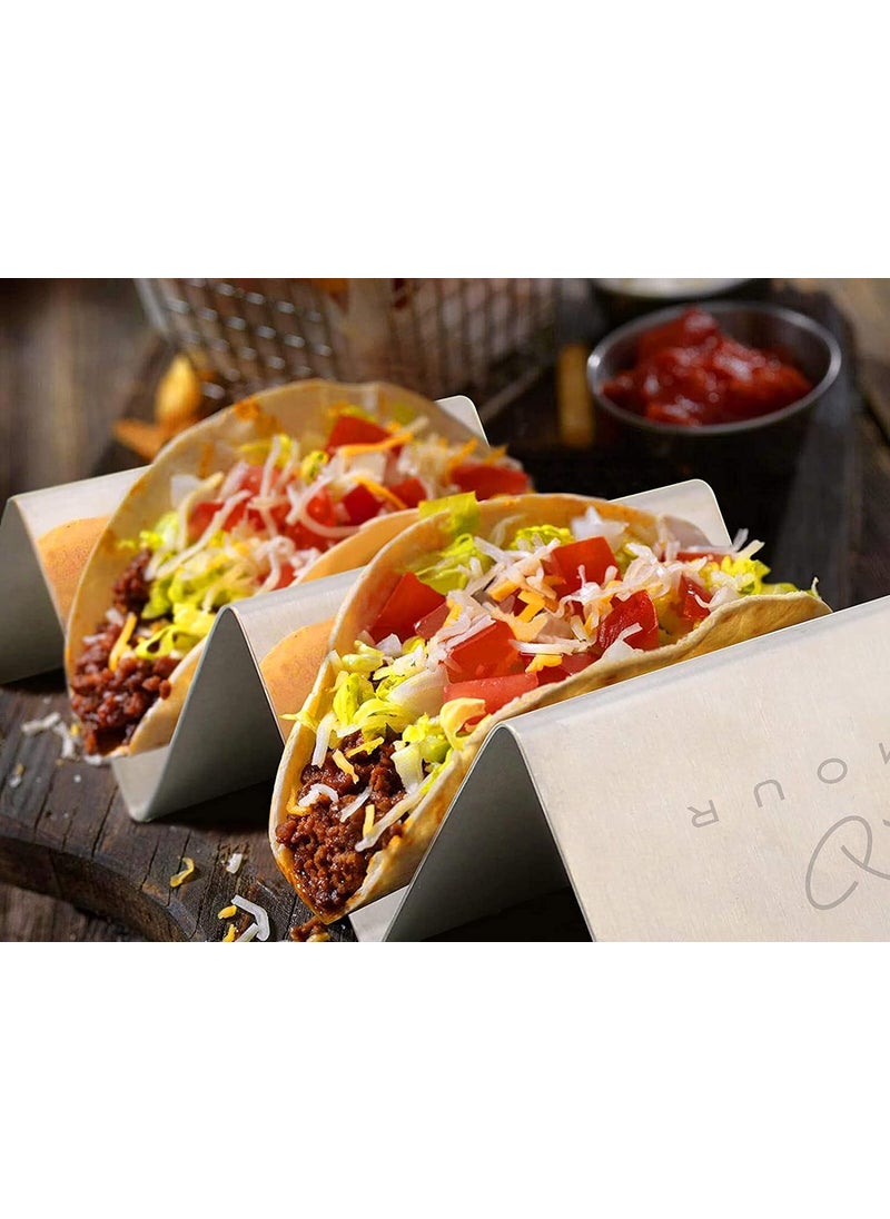 AMOUR Amour Taco Holder Taco Stand Holds up to 3 Tacos Each as Plates Safe for Dishwasher Oven and Grill  - Image 4