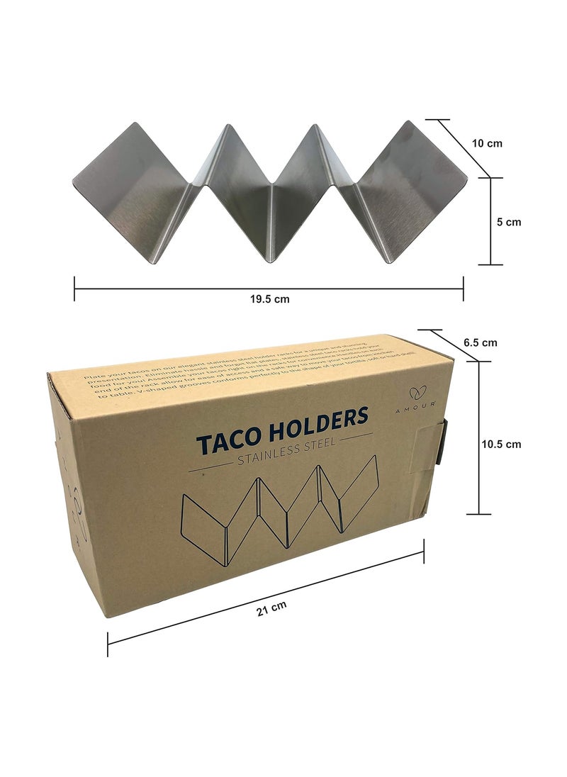 AMOUR Amour Taco Holder Taco Stand Holds up to 3 Tacos Each as Plates Safe for Dishwasher Oven and Grill  - Image 3